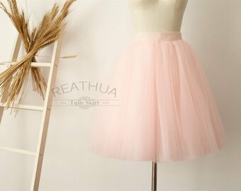 Blush Pink Tulle Skirt/Short Women Sequin Skirt/TUTU Tulle Skirt/Wedding Bridal Bridesmaid Skirt/Wedding Dress Underskirt Petticoat