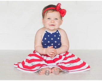 Red, White and Blue,4th if July Dress, Fourth of July,American Flag Dress,Sizes 6 Months to 10 in Children's Girls Baby dress, Summer Dress