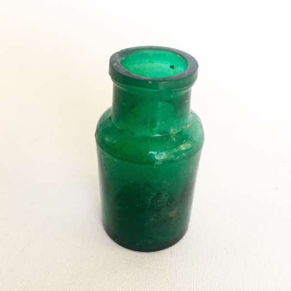 Antique Green Glass Ink Well Bottle by MabelandPearl on Etsy