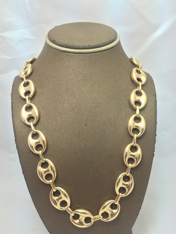 10K Solid Yellow Gold 16.5MM Hollow Puff Gucci Chain