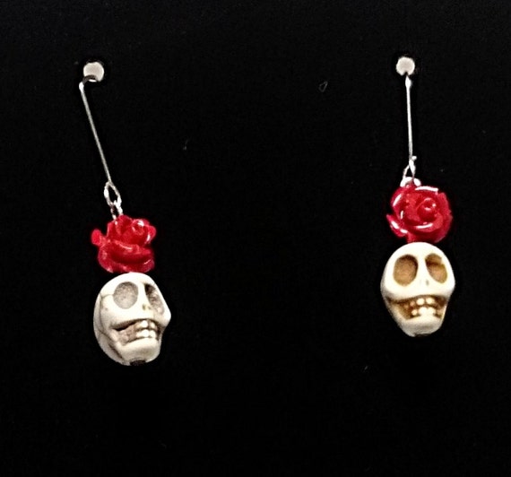 Items similar to Skull Earrings, Halloween Earrings, Skeleton Earrings