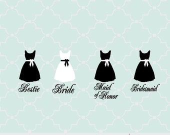 SVG wedding bridesmaid dress with titles digital file PNG EPS
