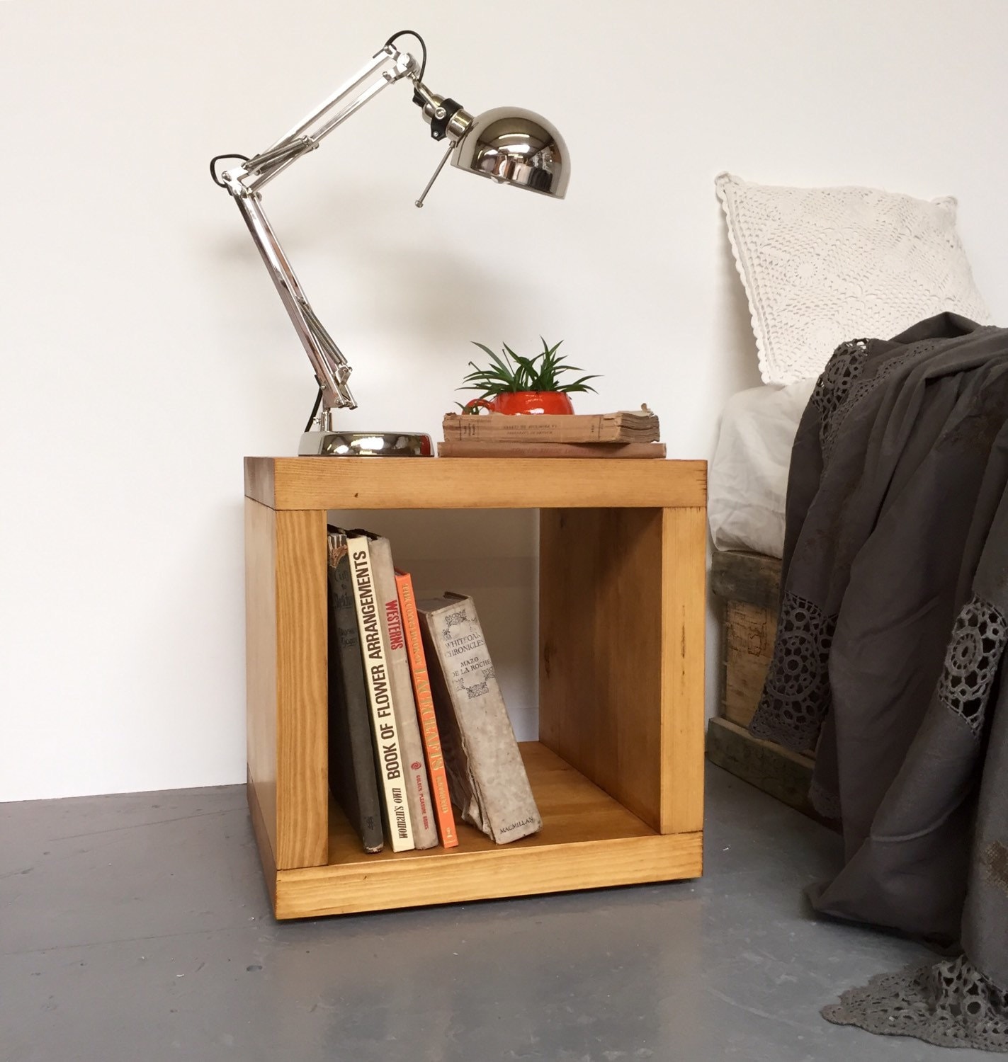 Cube Nightstand Side Table / Bedside Vanity Stand