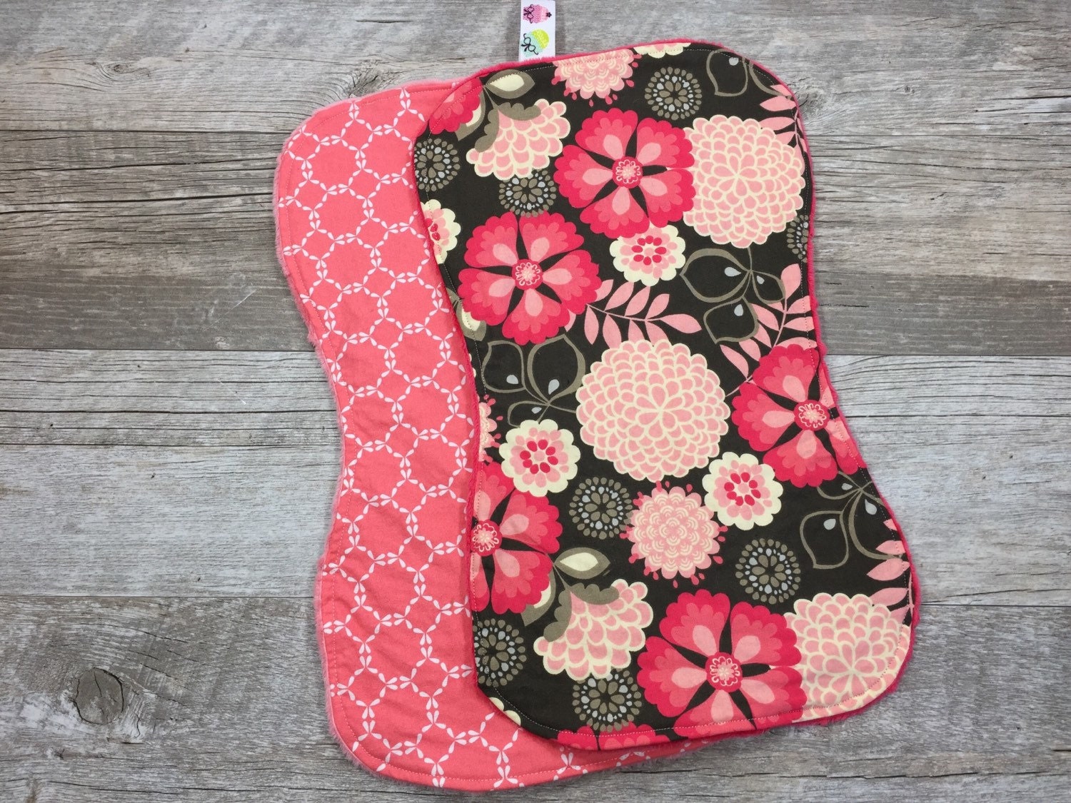 Coral Bouquet Burp Cloth Boutique Style Burp Rag New Mom