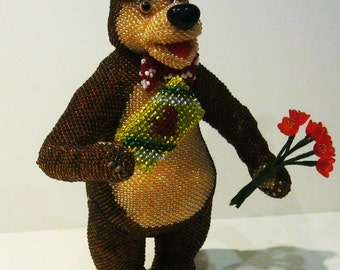 Pattern / Tutorial Beaded Ornament - Master Class " Bear on a date ," Beaded
