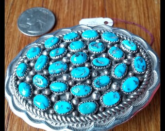 Vintage Navajo Turquoise Silver belt buckle, Native American Turquoise, Native American jewelry