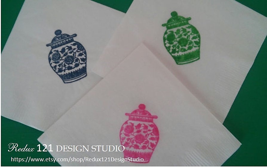 Chinoiserie Ginger Jar Paper Napkins Cocktail Beverage Buffet