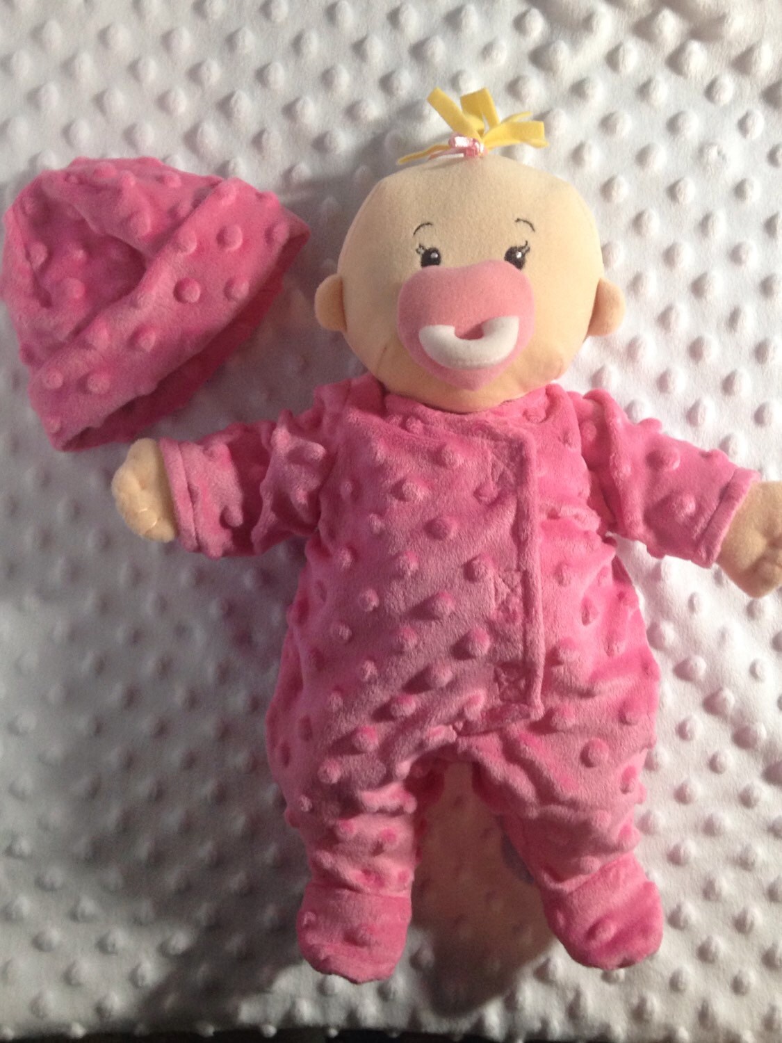 Baby Stella clothes pink minky dimple dot sleeper with