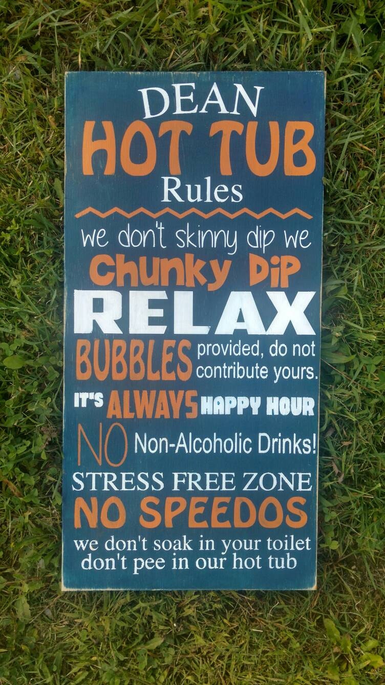 Hot Tub Sign hot tub rules Personalized Wooden by MamaSaysSigns