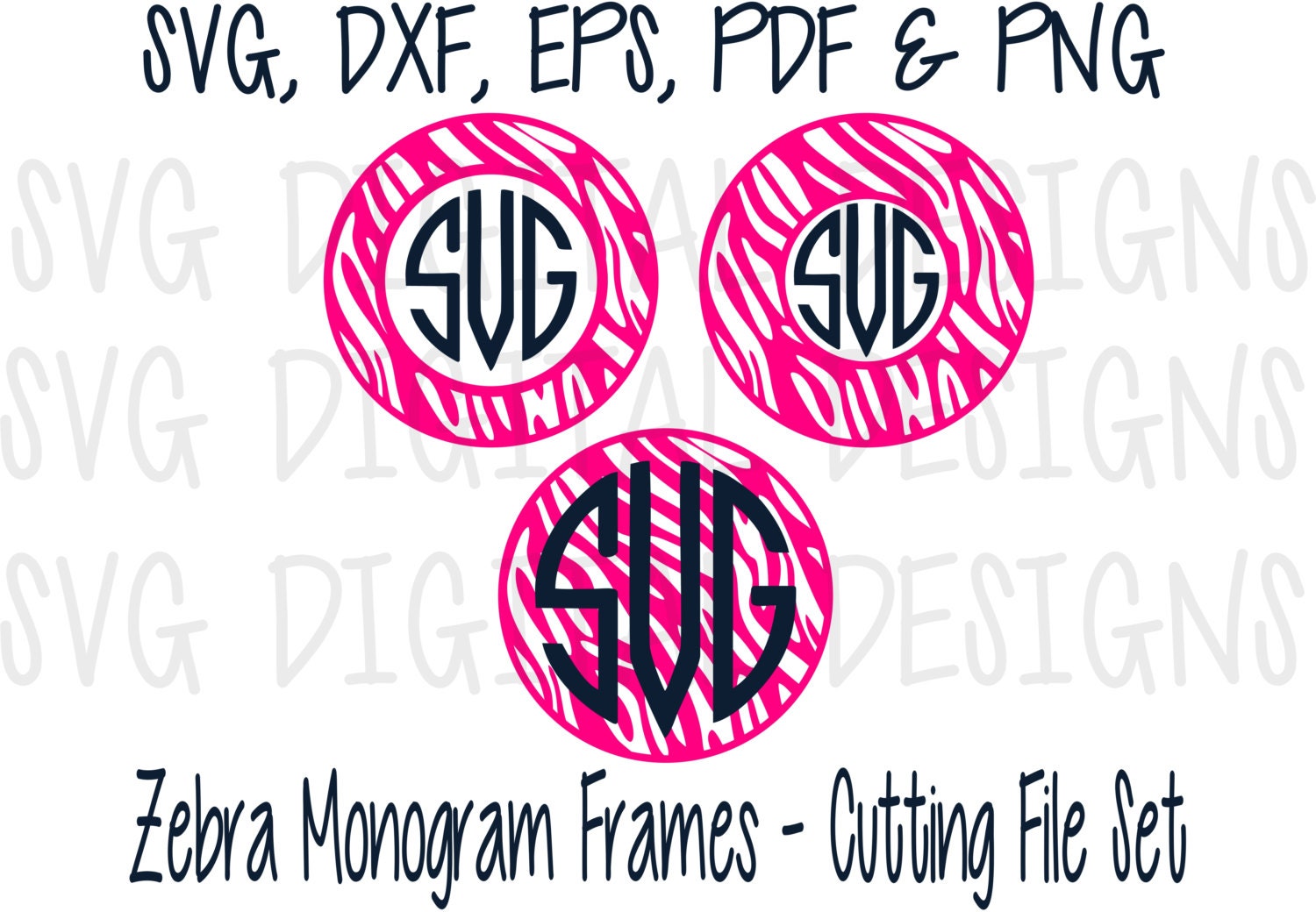 Download SVG Monogram Frame Set ZEBRA Monogram Cut Files Animal Print