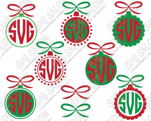Download Circle / Round Christmas Ornament Monogram Frame by SVGSalon