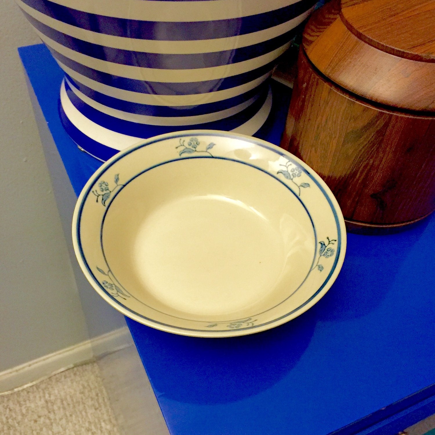 SALE Vintage Brick Oven Stoneware Bowl in Scandia Blue