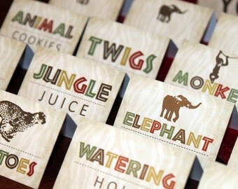 Safari Food Tags, Safari Table Tents, Safari Place Cards, Jungle Food Tags, Zoo Food Tags, Jungle Table Tents, Zoo Table tents