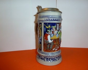 German Beer Stein with Pewter Lid, Fathers Day gift