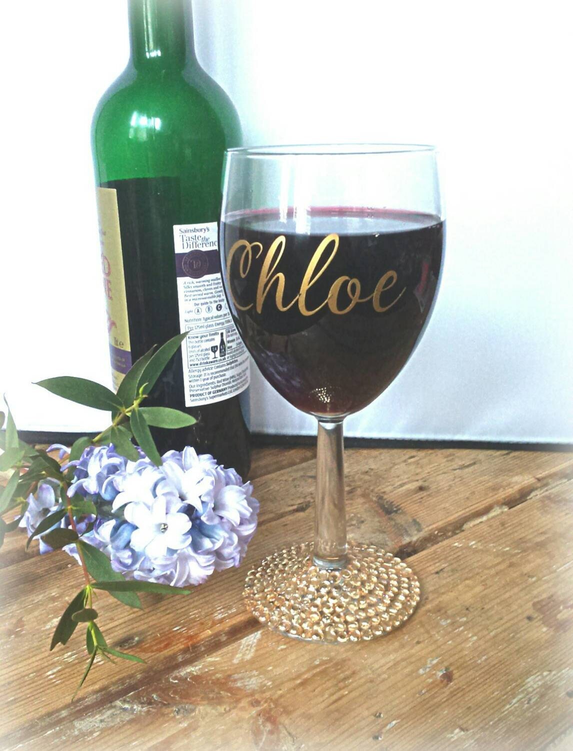 Personalised wine glass bridesmaid gift birthday gift