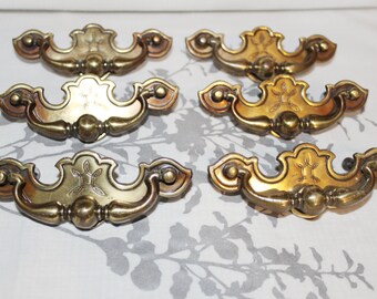 Brass Cast Dresser Pulls Set of 6 Buffet or Sideboard Pulls Made in Canada Nice Design