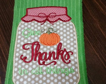 Give Thanks dish towel