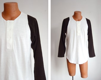 70s/80s Knit Baseball Style Shirt - 44" Chest