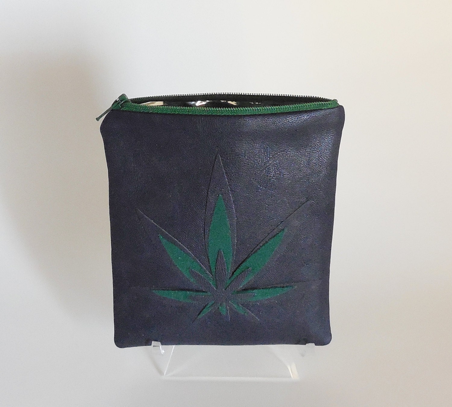 Odor Free Marijuana Toke Bag. Leather Cannabis Leaf Weed