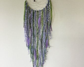 Lilac and Green Dreamcatcher - purple dream catcher, large dream catcher, purple dreamcatcher