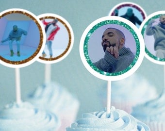 Drake Cupcake Toppers - Stickers - 1 3/4 inch - Instant Download Printable
