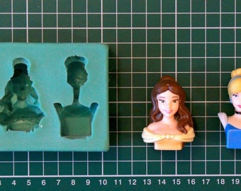 Bell And Cinderella Disney Silicone Mould / Cake Decorating Fondant / fimo mold
