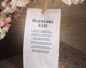 White Kraft Bag Survival Kit with Printed Poem
