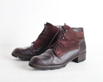Women's Size 5 Brown Leather Lace up Ankle Boots, Designer Paul Green