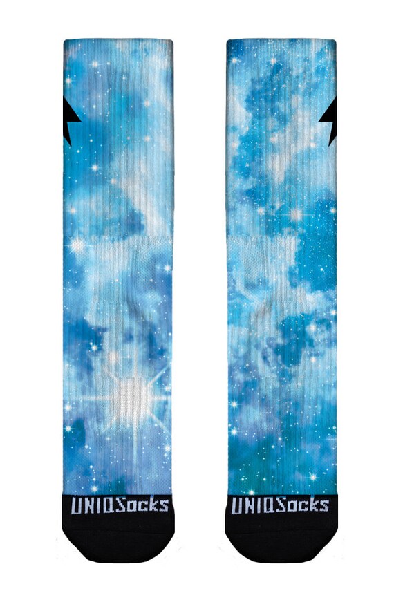 Cotton Candy Blue Galaxy Nike Elite Socks Customized by UNIQSocks