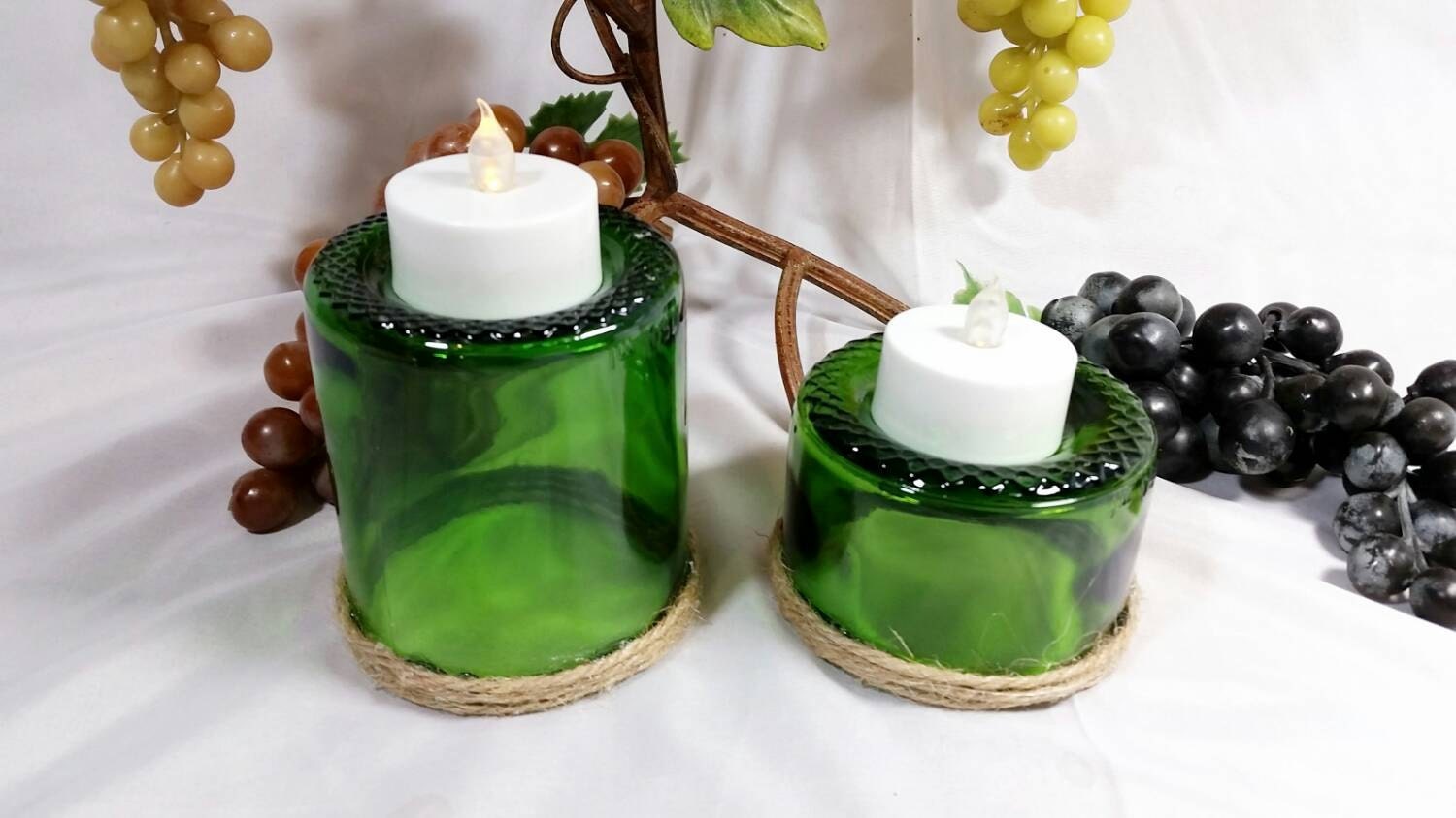 SALERecycled Wine Bottle Punt Tealight by VinoCandleCellars