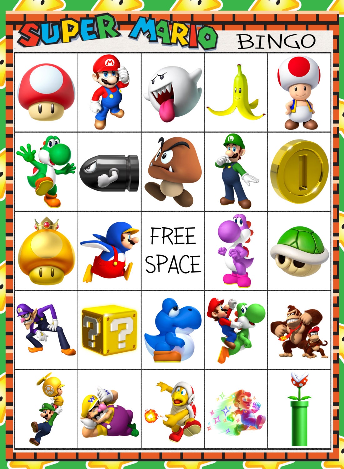 Super Mario Bingo Cards