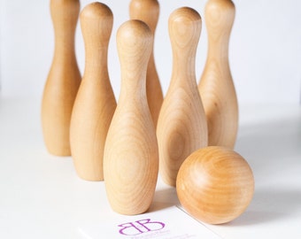 Wood Bowling Set / Children's Bowling Set / Wooden Bowling Game / Toddler Toy / Montessori Toy / Wood Toy / Baby Shower Gift