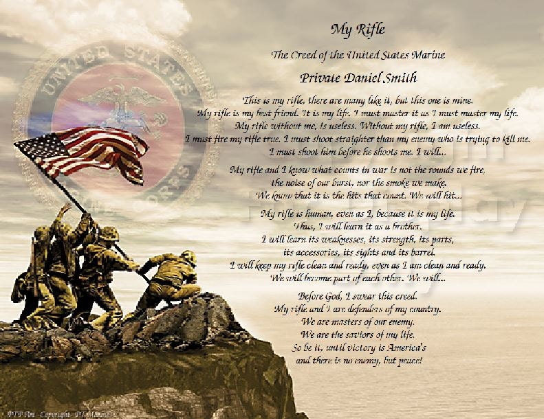 U.S. Marine Corps Creed My Rifle Personalized Print