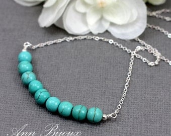 Delicate Turquoise Necklace, Sterling Silver Turquoise Necklace, Turquoise Layered Necklace, Natural Turquoise Necklace, Mom Necklace, N042
