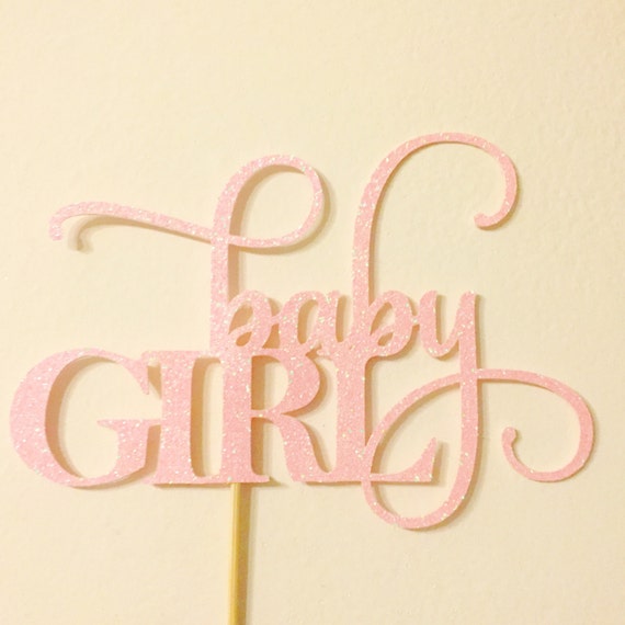 baby girl glitter cardstock cake topper