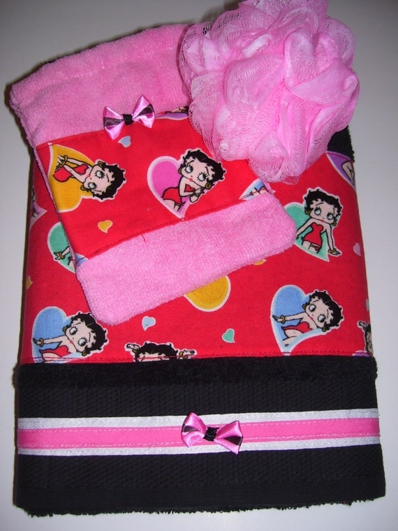 GIFT SET TOWELS betty boop design pink