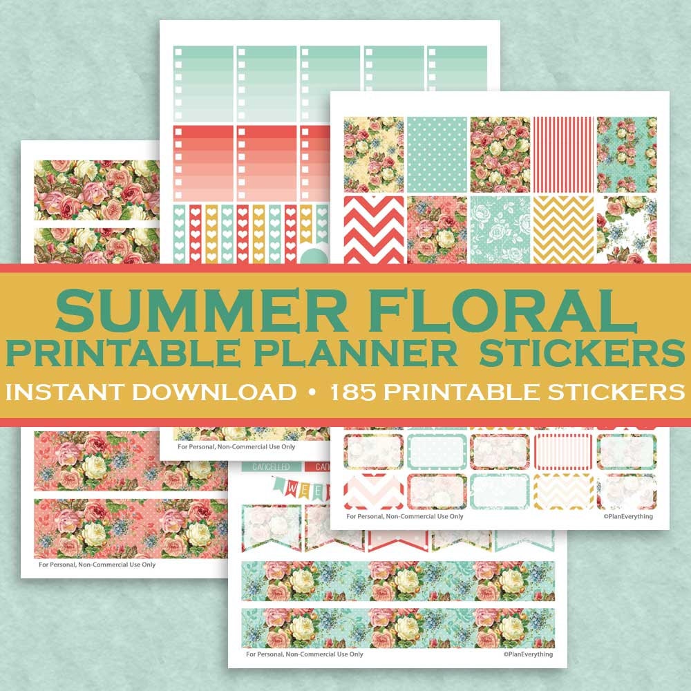 summer floral printable planner stickers 185 printable