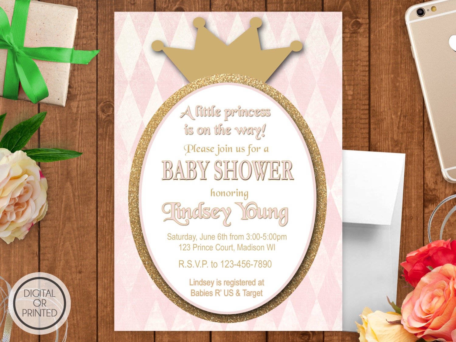 Princess Baby Shower Invitations Baby Shower Princess