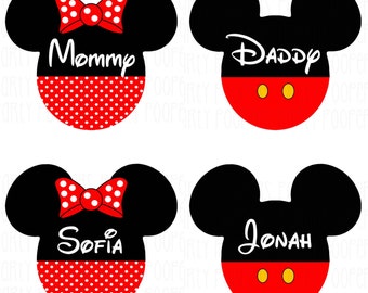 Personalized Disney Family Shirts Iron On Transfers Mickey Mouse and Minnie Mouse