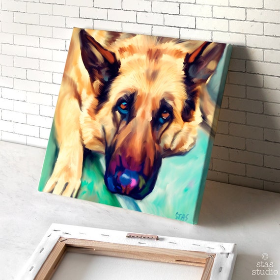 Items similar to GERMAN SHEPHERD Dog Canvas (Mounted or Unframed ...