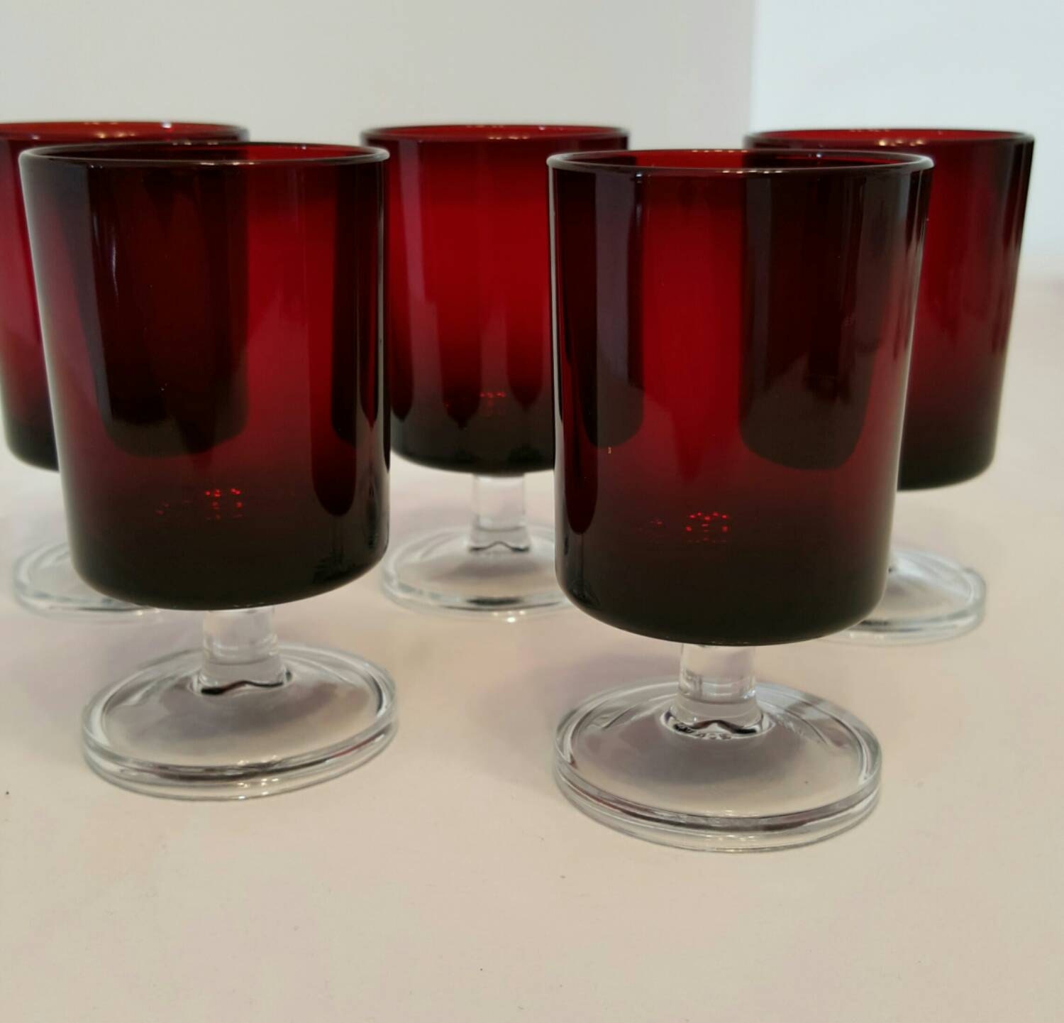 Ruby Red Luminarc Glassware. Made in France. by Goldenbooksandmore