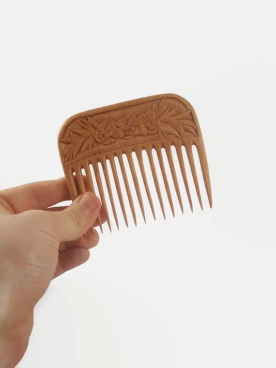 Floral hair comb Decorative wooden hair comb by Woodartukraine