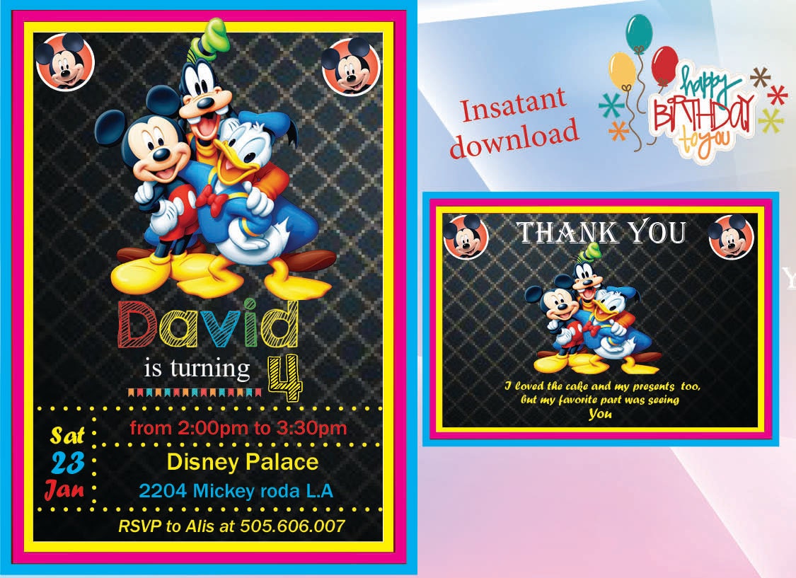 Mickey Mouse And Friend Party Invitations 7