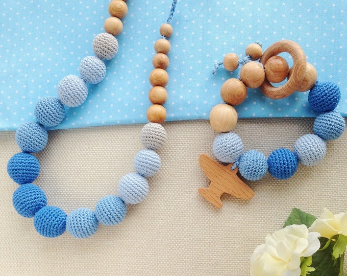 Nursing necklace / Teething necklace / Breastfeeding necklace Gradient blue