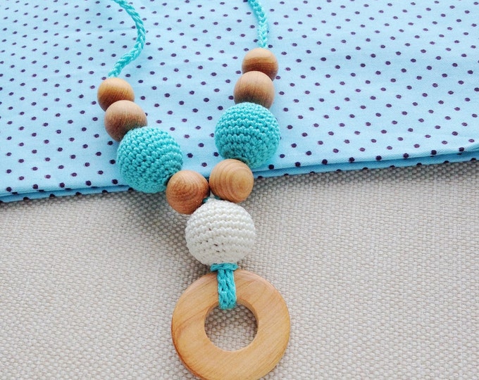 Nursing necklace / Teething necklace / Breastfeeding necklace - with a teething ring - Minty mood