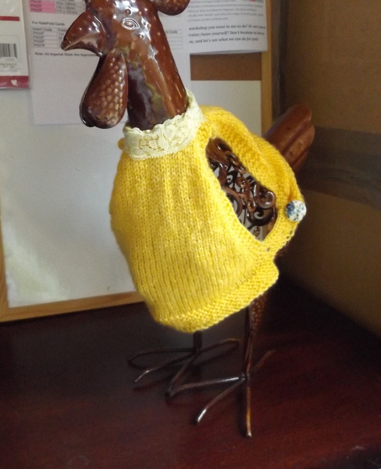 7 Yellow Chicken Sweater Hand knitted chicken vest to