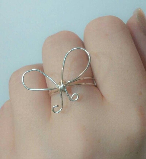 Silver Bow ring - bow jewelry - ribbon ring - forget me knot ring - gift for her - ribbon jewelry - best friend ring