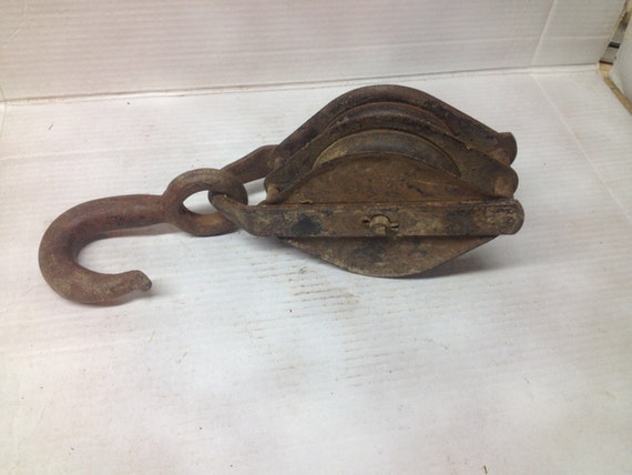 Large Double Pulley Block and Tackle with Hook Industrial Farm
