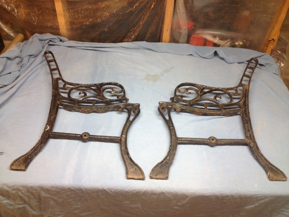 Vintage Cast Iron Garden Bench Sides Legs Small