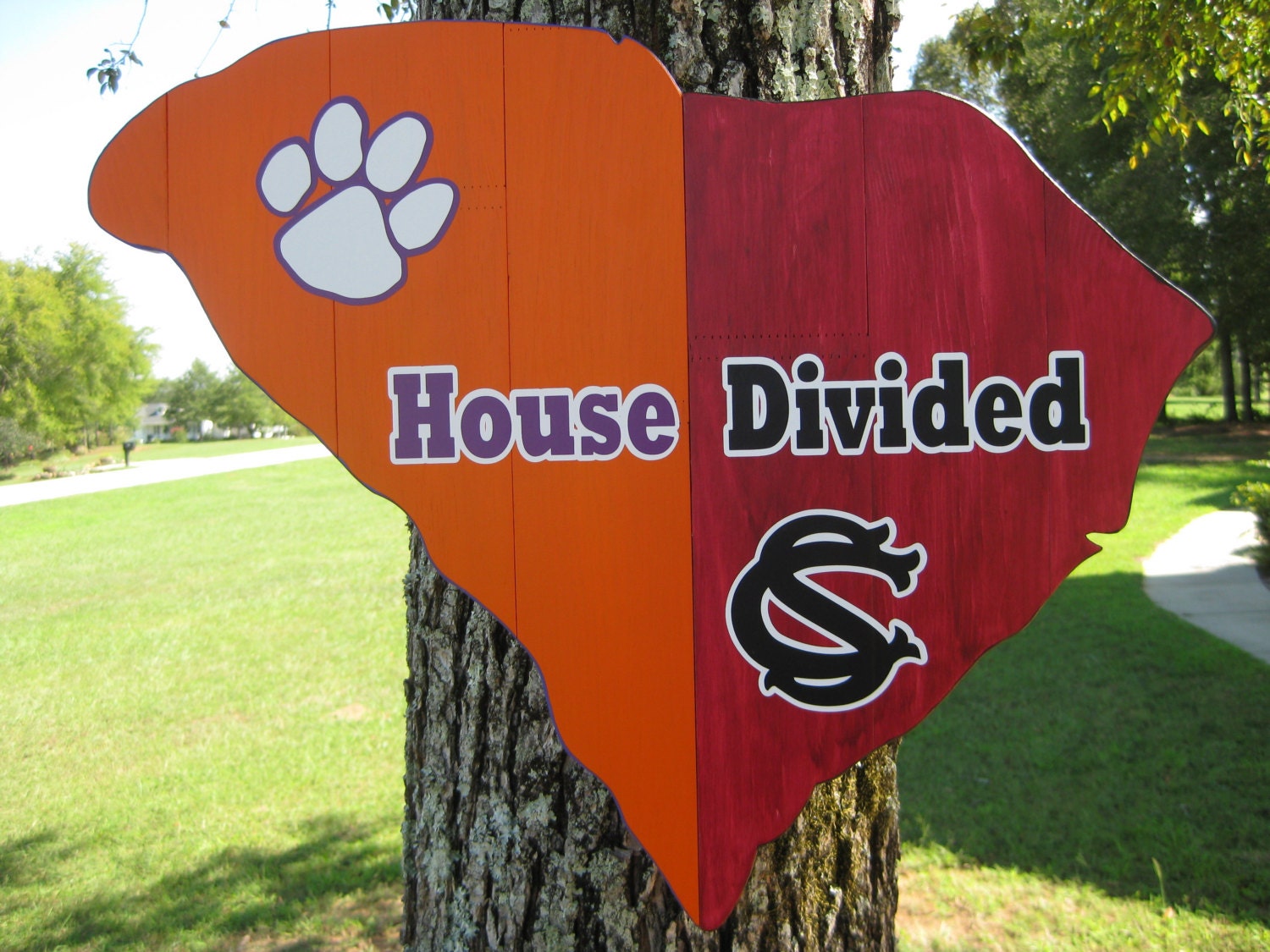 House Divided Clemson tigers South Carolina Gamecocks wood